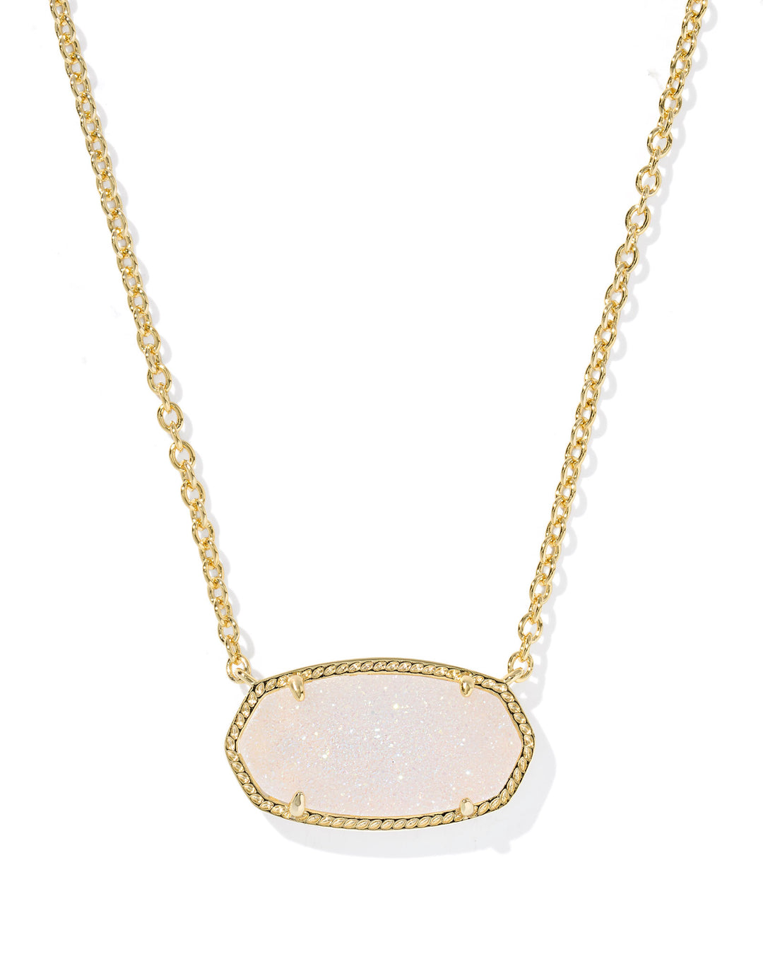 KENDRA SCOTT ELISA STATEMENT SHORT PENDANT NECKLACE - GOLD IRIDESCENT DRUSY