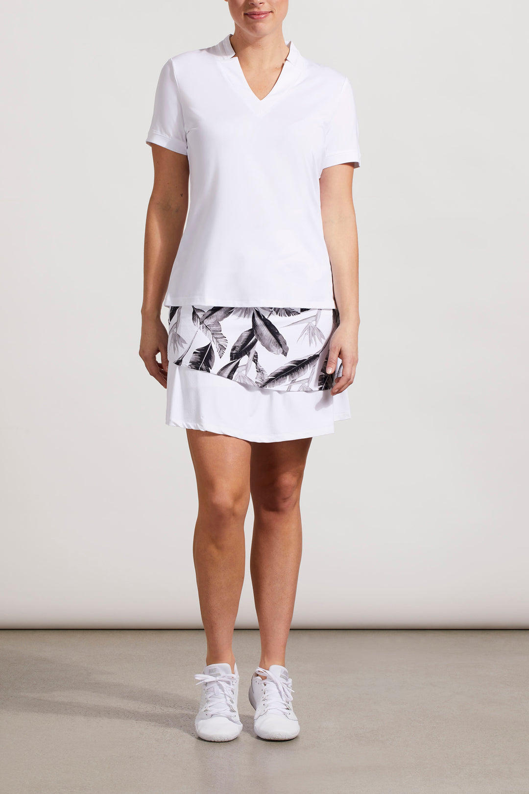 SLIT V-NECK SHORT SLEEVE TOP - WHITE