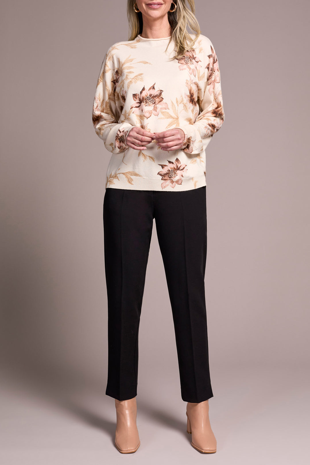 LONG SLEEVE FUNNEL NECK SWEATER - MOONSTONE