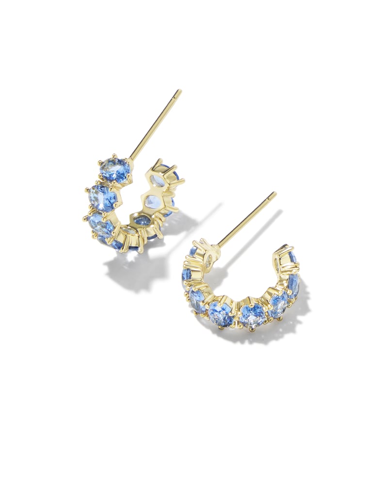 KENDRA SCOTT CAILIN CRYSTAL HUGGIE EARRINGS - GOLD BLUE VIOLET CRYSTAL