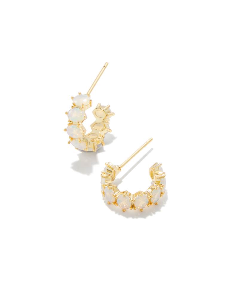 KENDRA SCOTT CAILIN CRYSTAL HUGGIE EARRINGS - GOLD CHAMPAGNE OPAL CRYSTAL