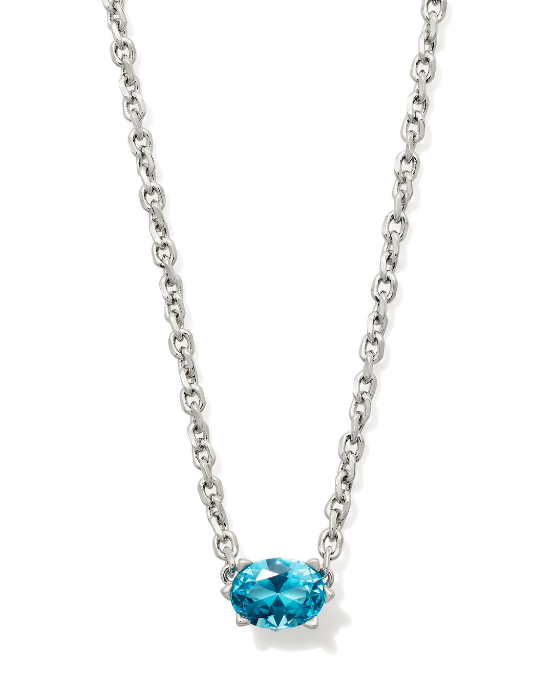 KENDRA SCOTT CAILIN PENDANT NECKLACE - RHODIUM AQUA CRYSTAL