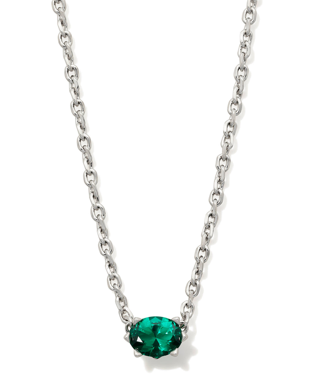 KENDRA SCOTT CAILIN PENDANT NECKLACE - RHODIUM GREEN CRYSTAL