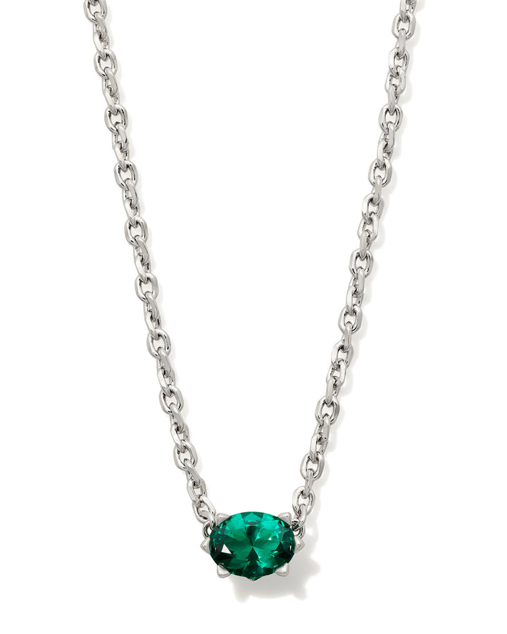 KENDRA SCOTT CAILIN PENDANT NECKLACE - RHODIUM GREEN CRYSTAL