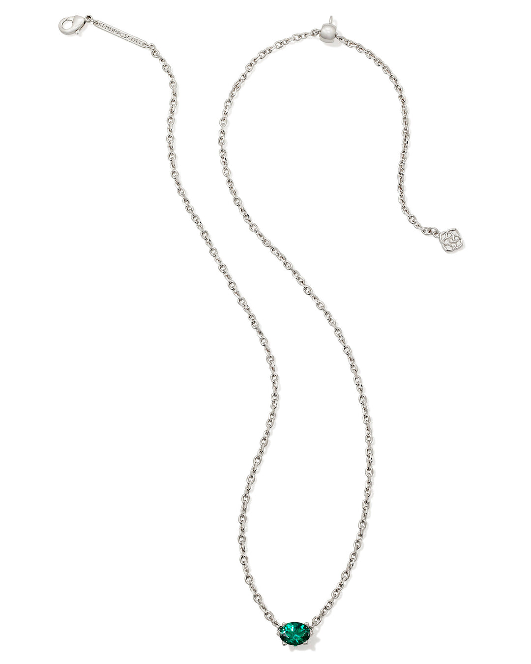 KENDRA SCOTT CAILIN PENDANT NECKLACE - RHODIUM GREEN CRYSTAL