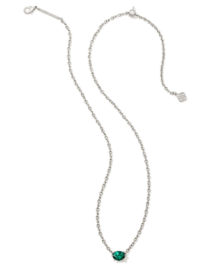 KENDRA SCOTT CAILIN PENDANT NECKLACE - RHODIUM GREEN CRYSTAL