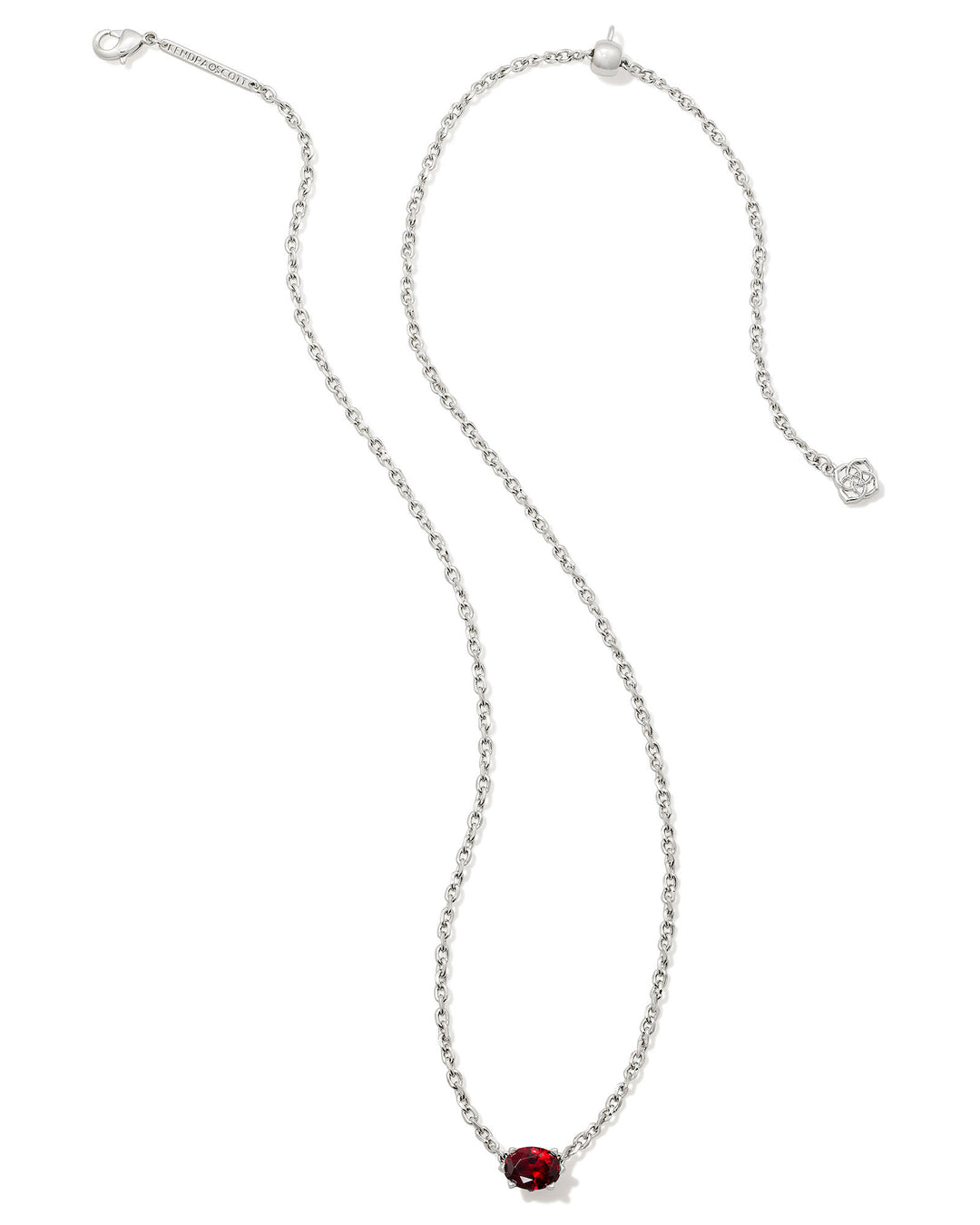 KENDRA SCOTT CAILIN PENDANT NECKLACE - RHODIUM RED CRYSTAL