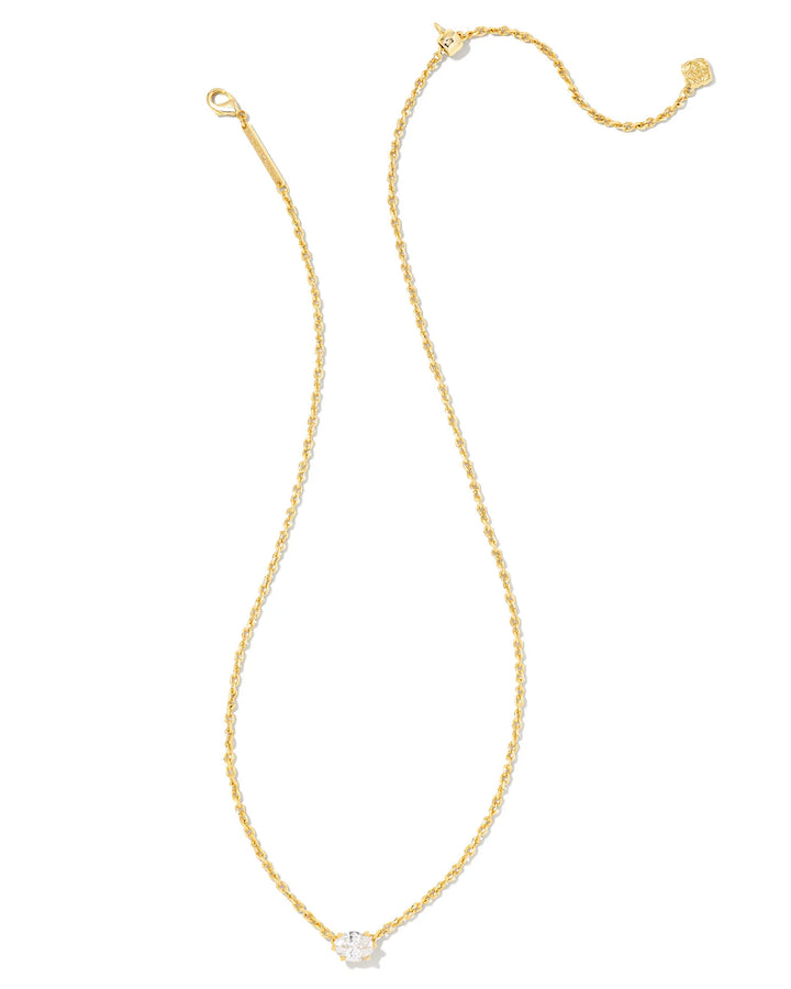 KENDRA SCOTT CAILIN CRYSTAL PENDANT NECKLACE - GOLD METAL WHITE CZ