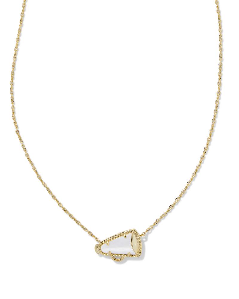 KENDRA SCOTT CHEER SHORT PENDANT NECKLACE - GOLD WHITE MOP