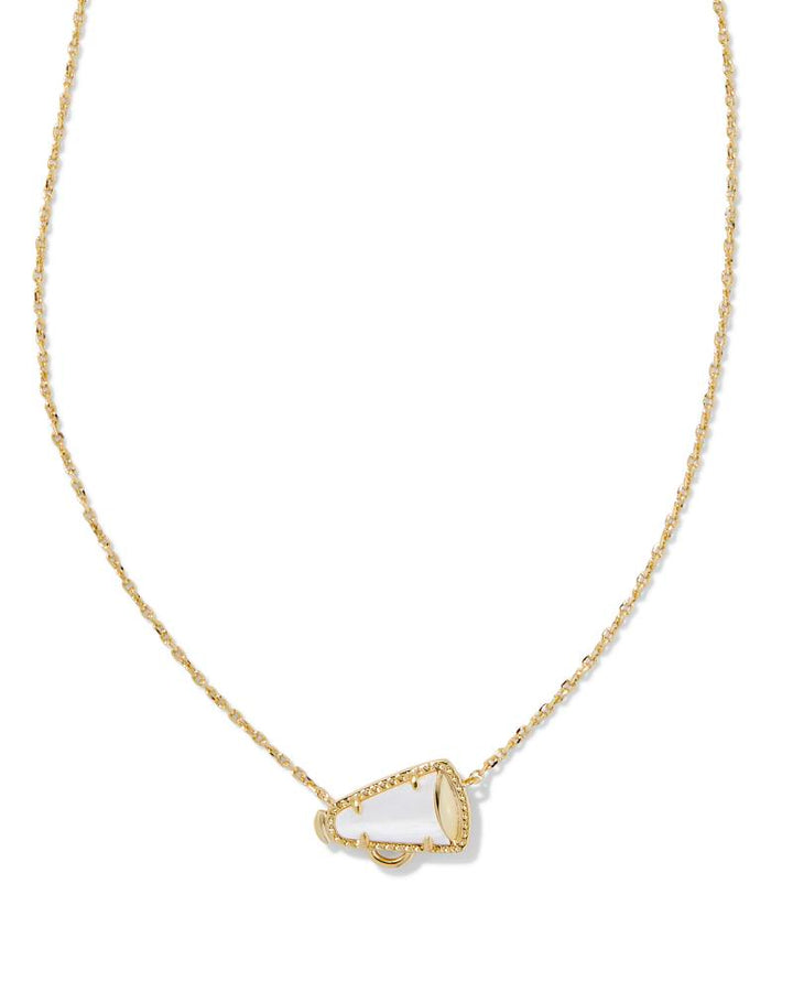 KENDRA SCOTT CHEER SHORT PENDANT NECKLACE - GOLD WHITE MOP