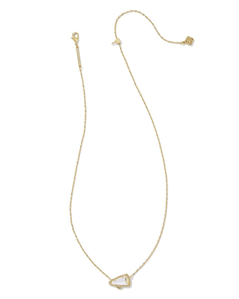 KENDRA SCOTT CHEER SHORT PENDANT NECKLACE - GOLD WHITE MOP