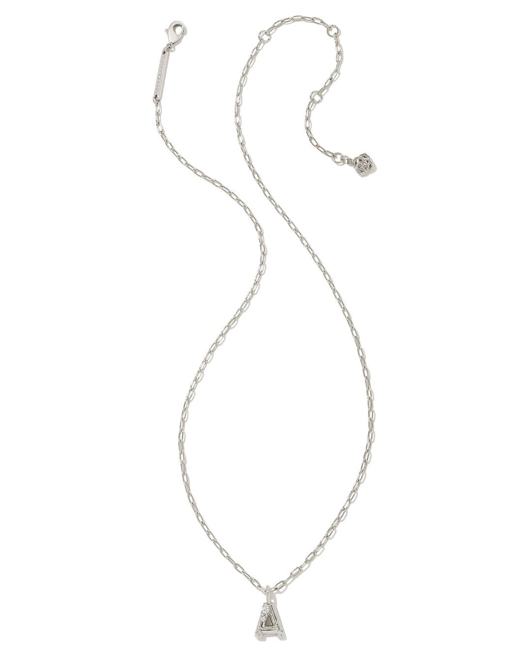 KENDRA SCOTT CRYSTAL LETTER A SHORT PENDANT INITIAL NECKLACE - RHODIUM WHITE CZ