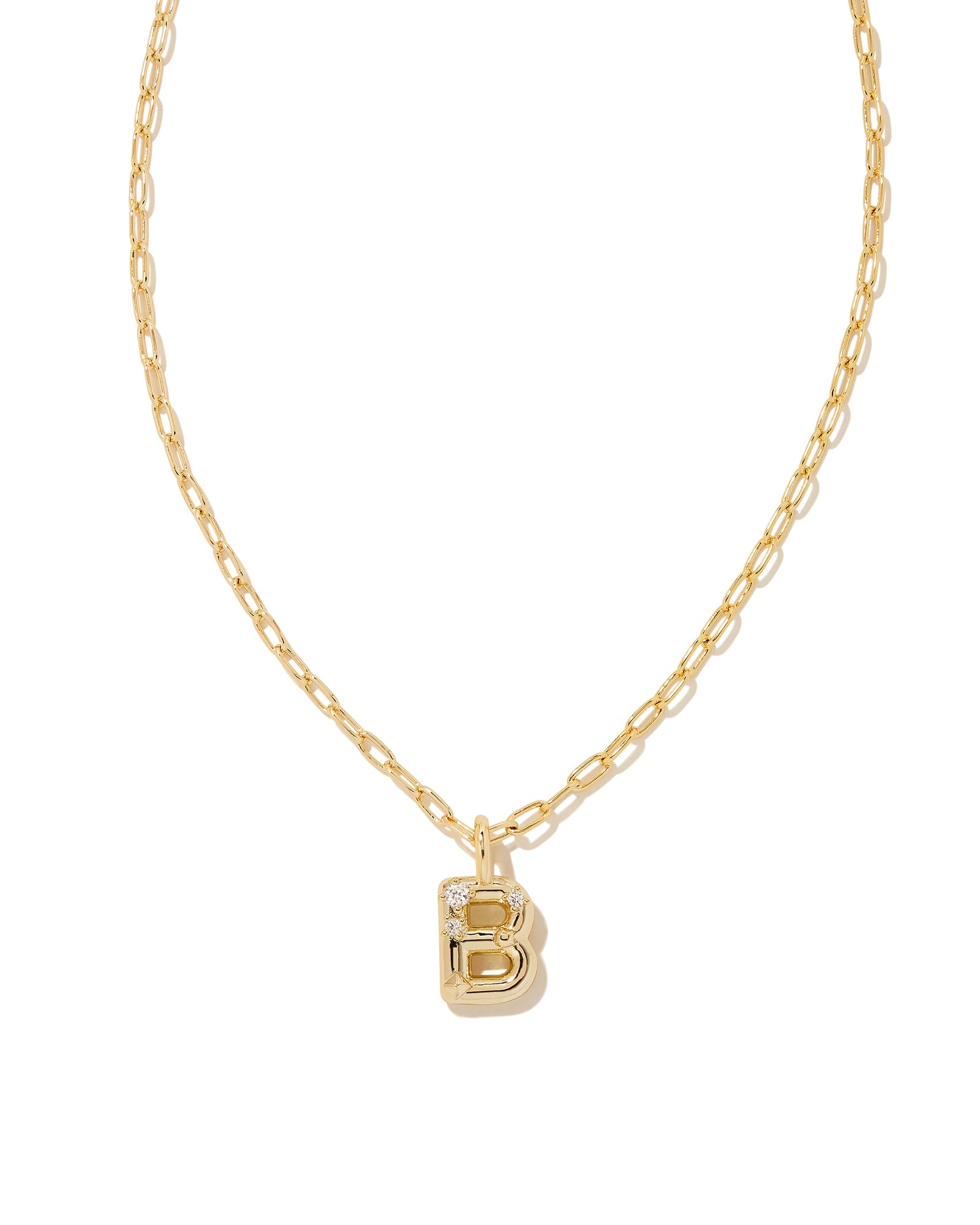 KENDRA SCOTT CRYSTAL LETTER B SHORT PENDANT INITIAL NECKLACE