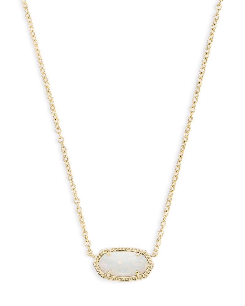 KENDRA SCOTT ELISA SHORT PENDANT NECKLACE - GOLD WHITE OPAL