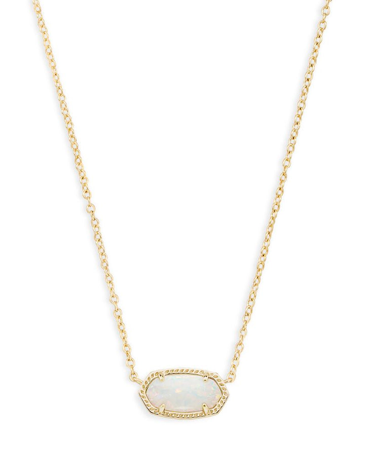 KENDRA SCOTT ELISA SHORT PENDANT NECKLACE - GOLD WHITE OPAL