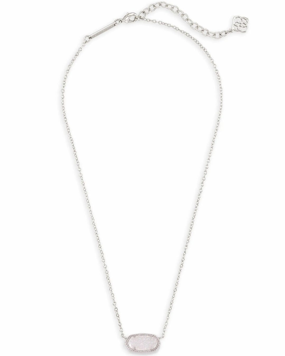 KENDRA SCOTT ELISA SHORT PENDANT NECKLACE - RHODIUM IRIDESCENT DRUSY