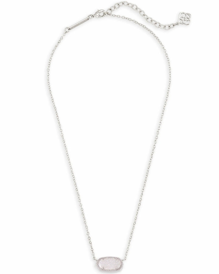 KENDRA SCOTT ELISA SHORT PENDANT NECKLACE - RHODIUM IRIDESCENT DRUSY