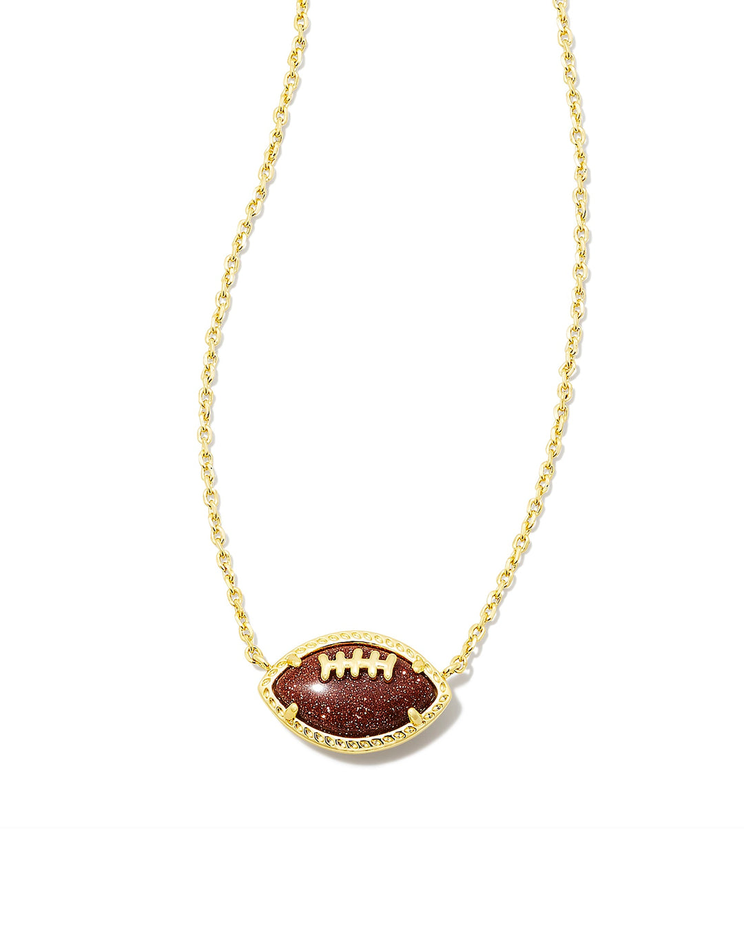 KENDRA SCOTT FOOTBALL SHORT PENDANT NECKLACE - GOLD ORANGE GOLD STONE