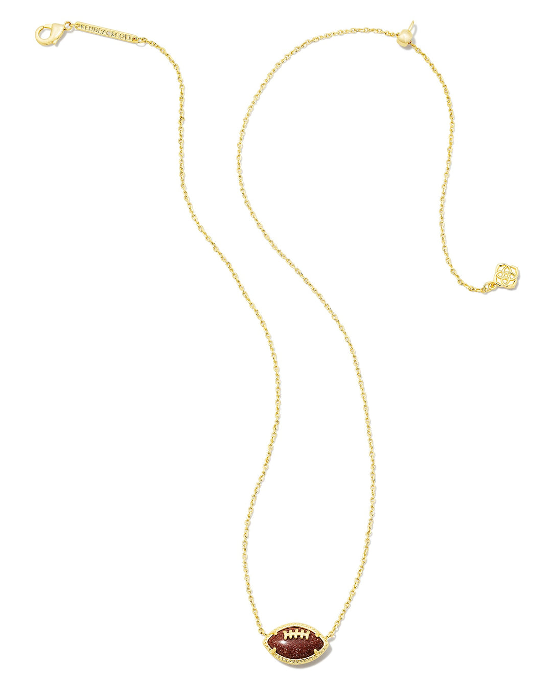 KENDRA SCOTT FOOTBALL SHORT PENDANT NECKLACE - GOLD ORANGE GOLD STONE
