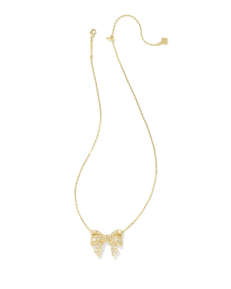 KENDRA SCOTT KRISTA BOW SHORT PENDANT NECKLACE - GOLD WHITE MIX