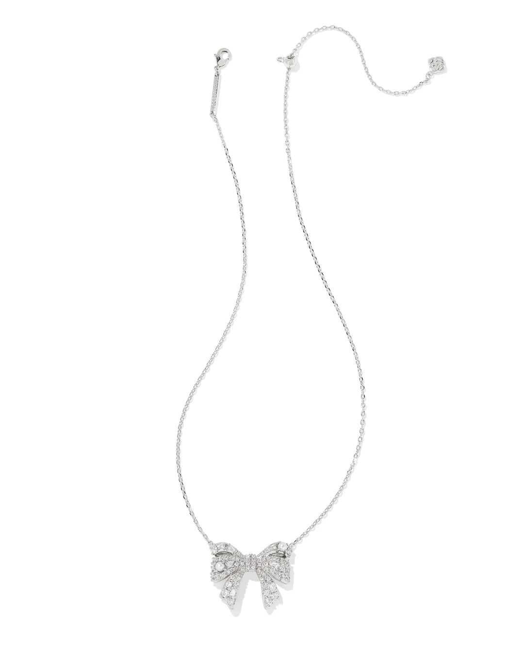 KENDRA SCOTT KRISTA BOW SHORT PENDANT NECKLACE - SILVER WHITE MIX