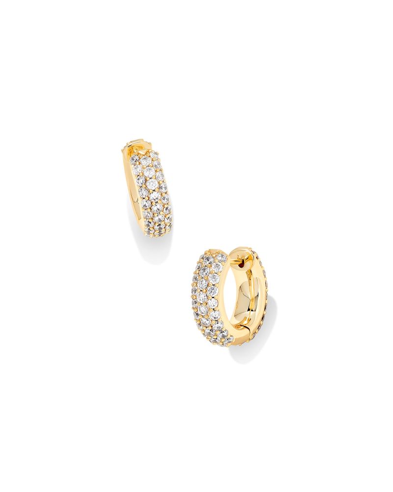 KENDRA SCOTT MIKKI PAVE HUGGIE EARRINGS - GOLD