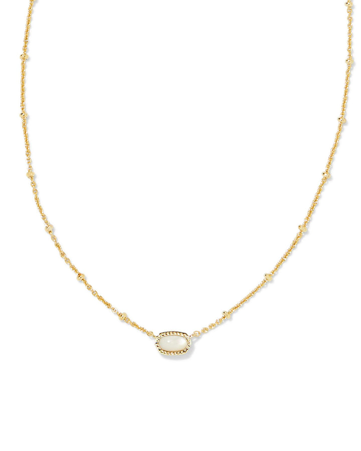 KENDRA SCOTT MINI ELISA SATELLITE SHORT PENDANT NECKLACE - GOLD - IVORY MOP