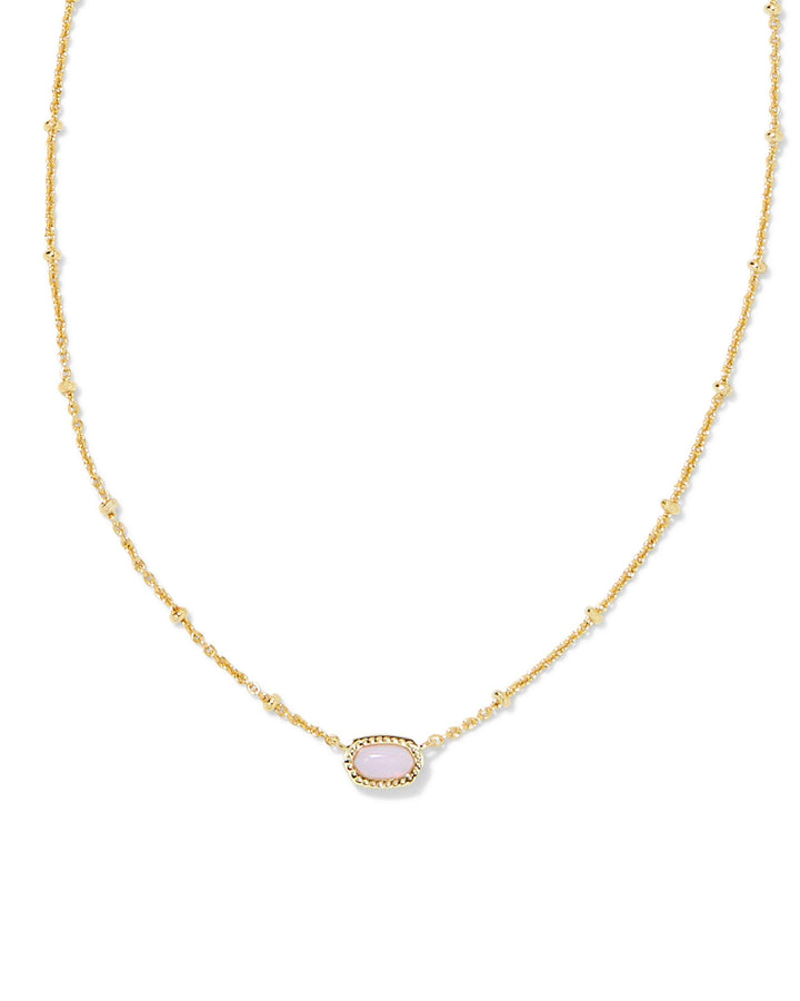 MINI ELISA SATELLITE SHORT PENDANT NECKLACE - GOLD - PINK OPAL CRYSTAL