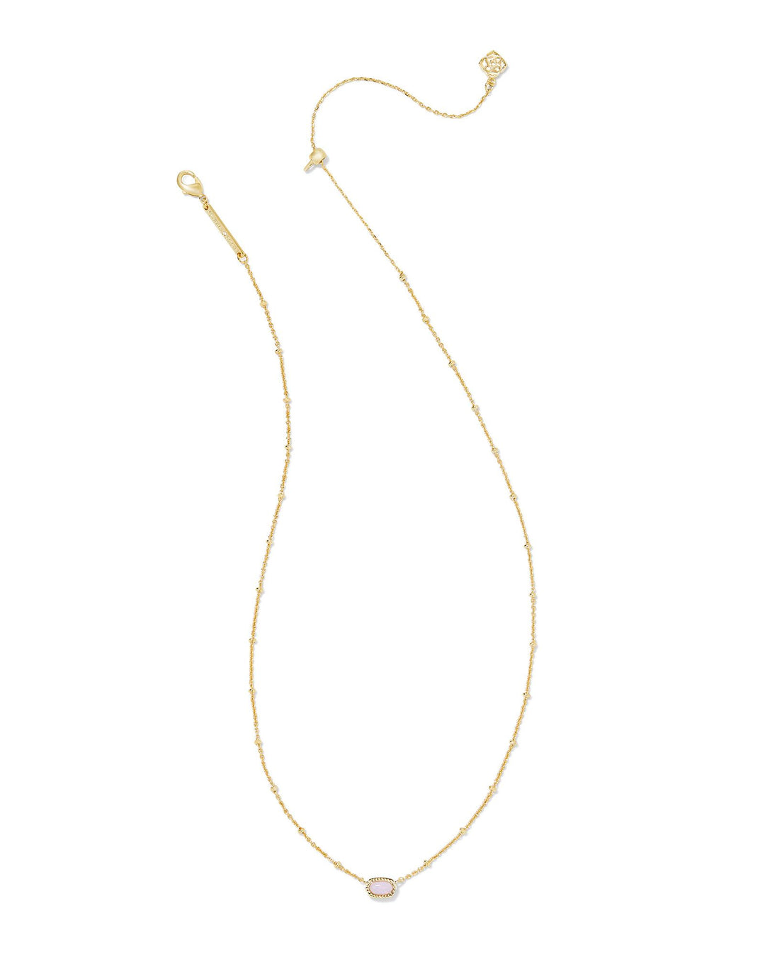 KENDRA SCOTT MINI ELISA SATELLITE SHORT PENDANT NECKLACE - GOLD - PINK OPAL CRYSTAL