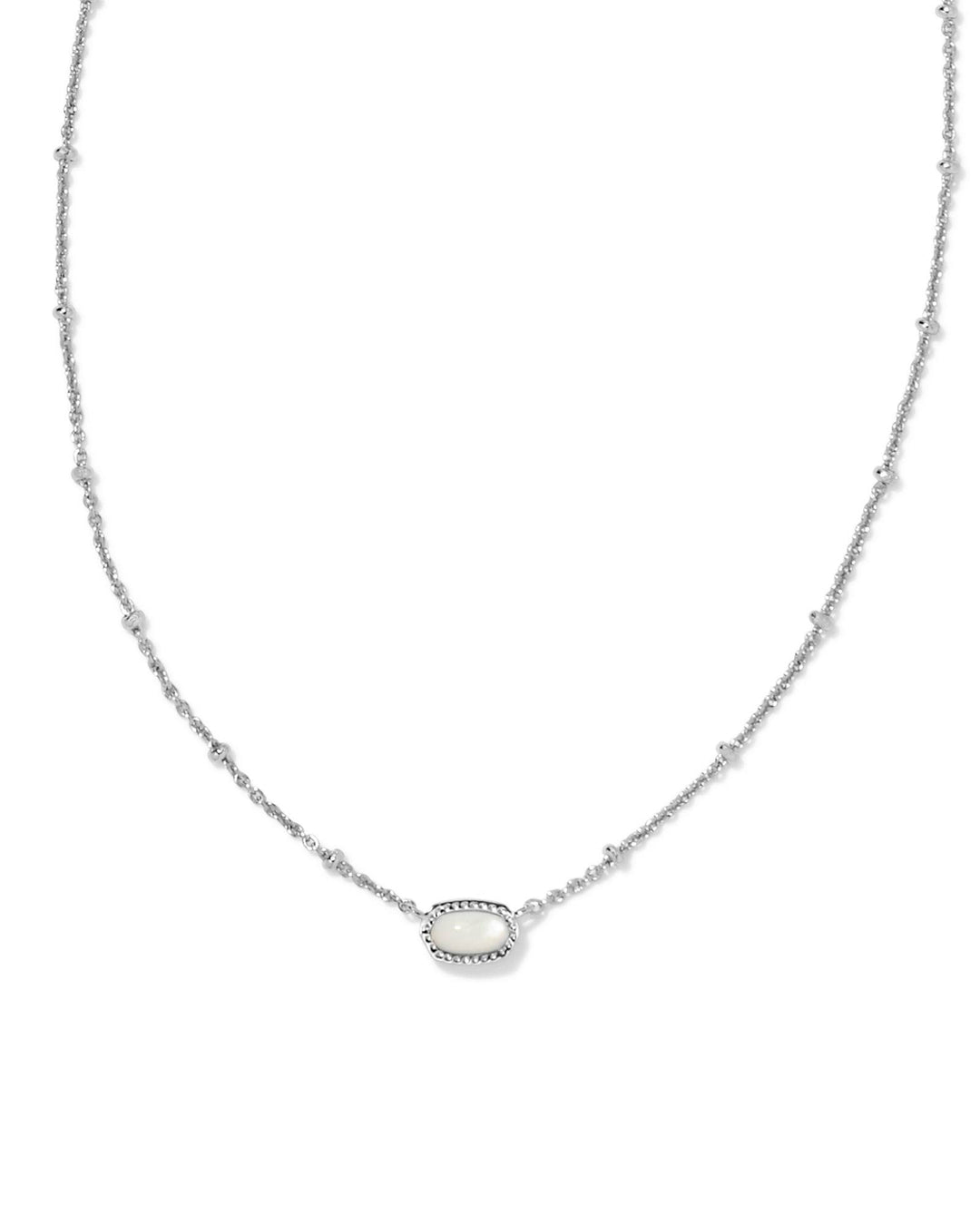 MINI ELISA SATELLITE SHORT PENDANT NECKLACE - SILVER - MOP