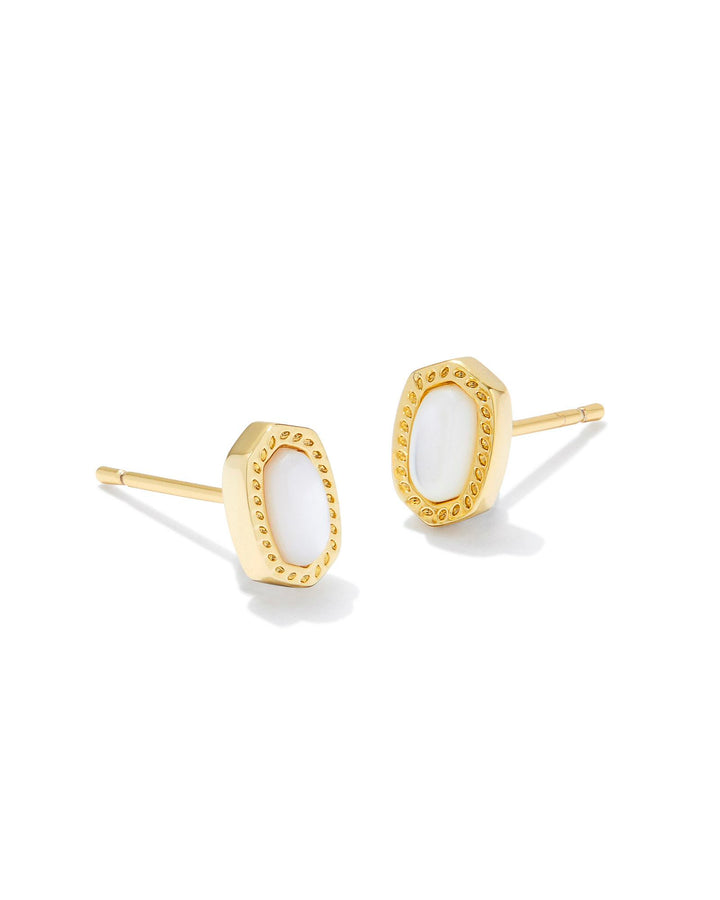 KENDRA SCOTT MINI ELLIE GOLD STUD EARRINGS - IVORY MOP