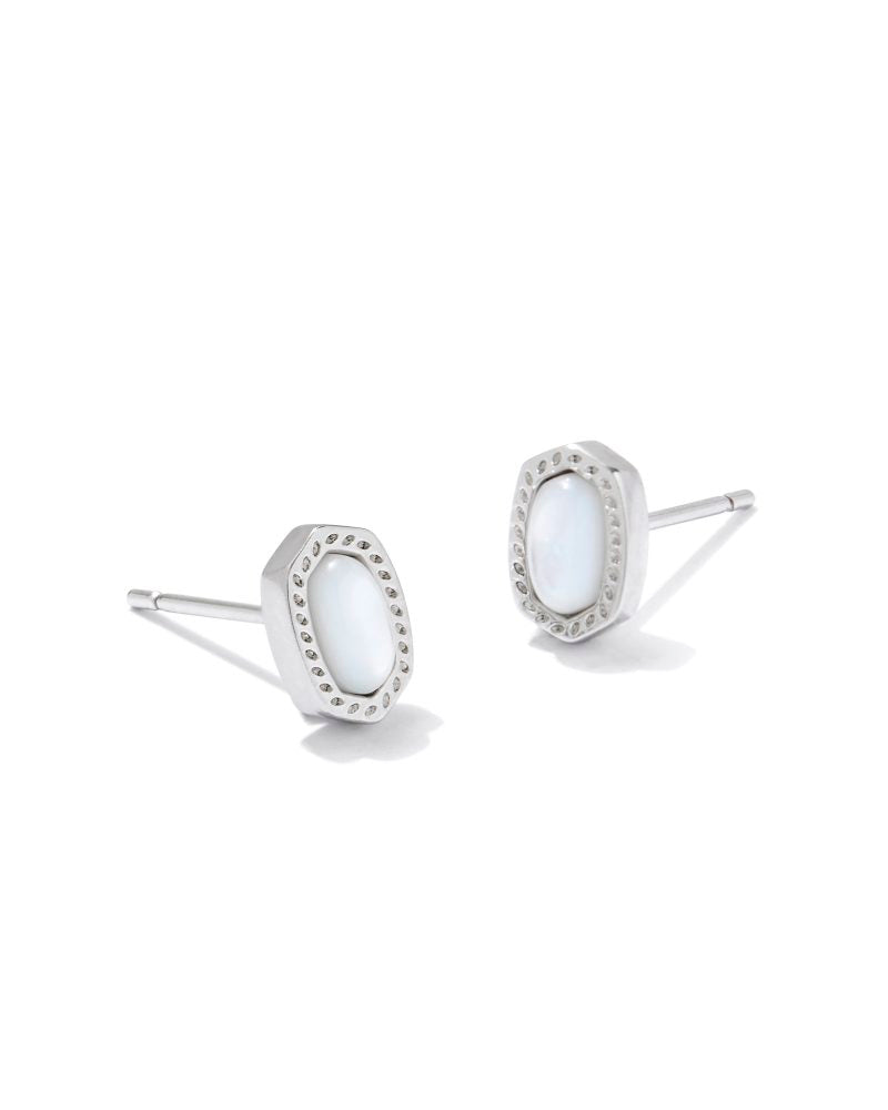 KENDRA SCOTT MINI ELLIE SILVER STUD EARRINGS - IVORY MOP