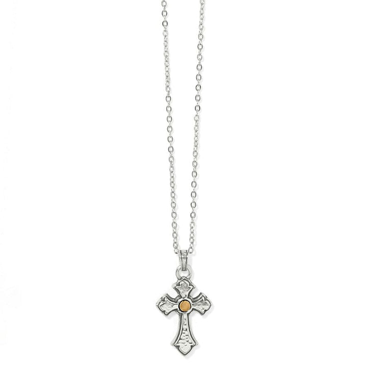 MAJESTIC REGAL CROSS REVERSIBLE NECKLACE - SILVER-GOLD -