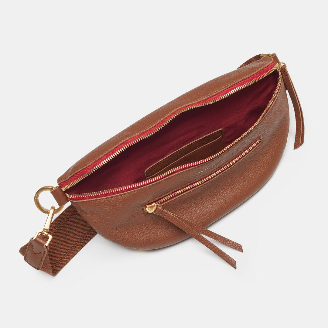 HAMMITT CHARLES CROSSBODY SLING BAG - MAHOGANY PEBBLE/BRUSHED GOLD