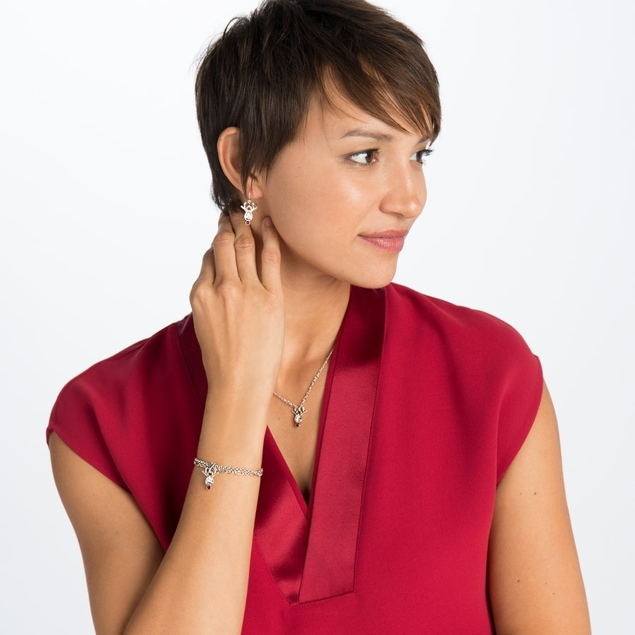 REINDEER ROCK FRENCH WIRE EARRINGS - SILVER-RED