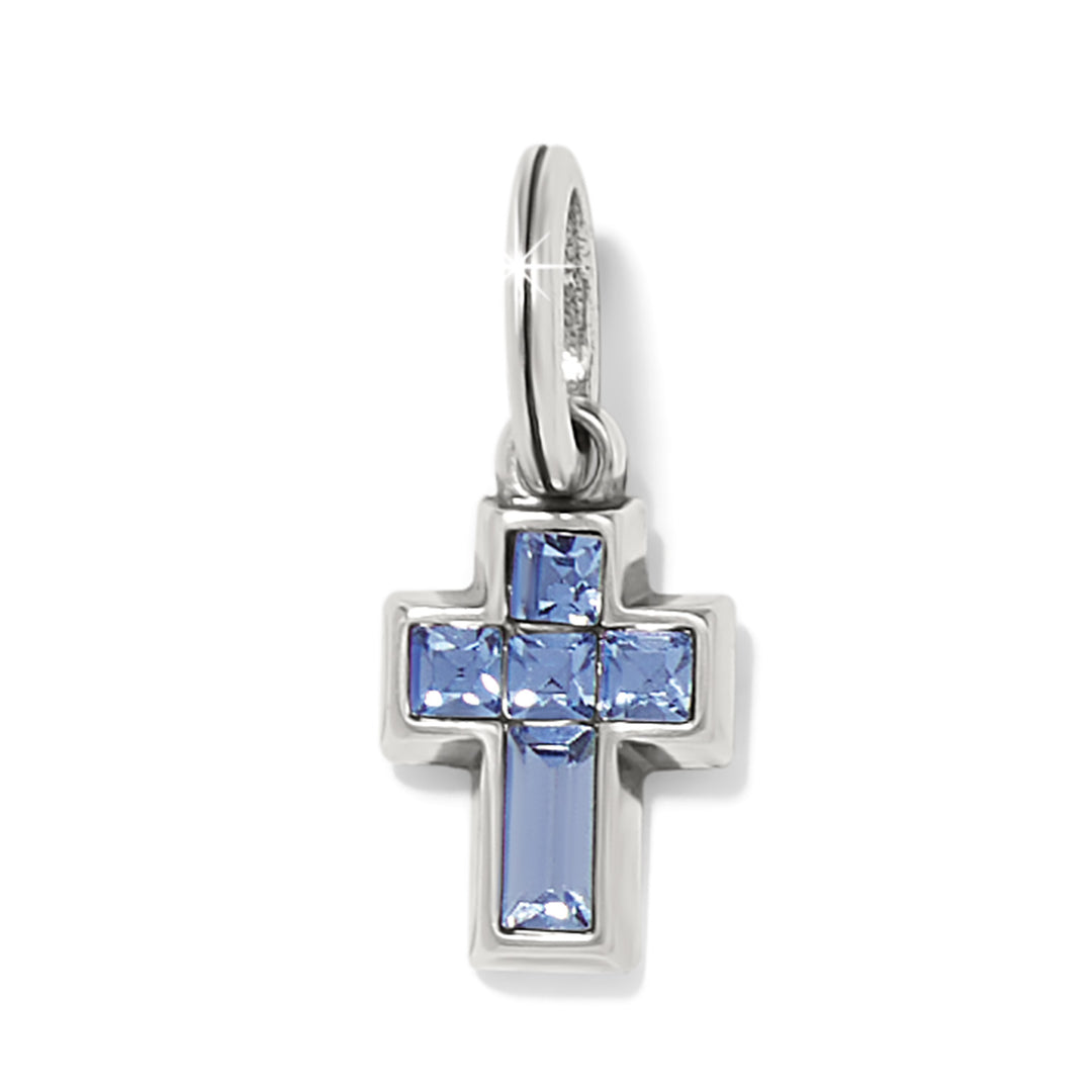 Blue Cross Charm - Silver-Blue