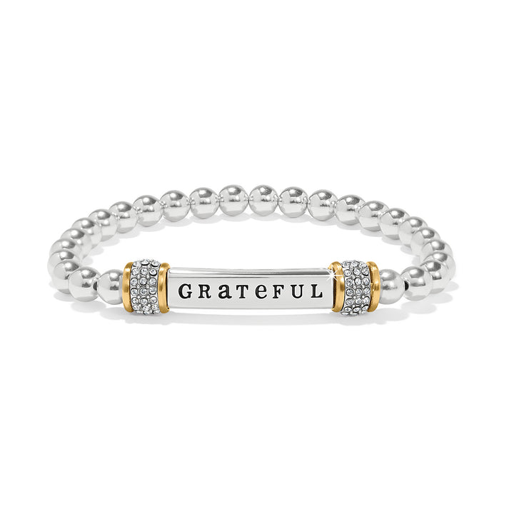 MERIDIAN GRATEFUL TWO TONE STRETCH BRACELET - SILVER-GOLD