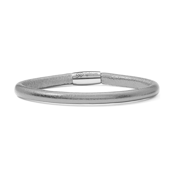 Woodstock Single Leather Bracelet - Silver - M/L