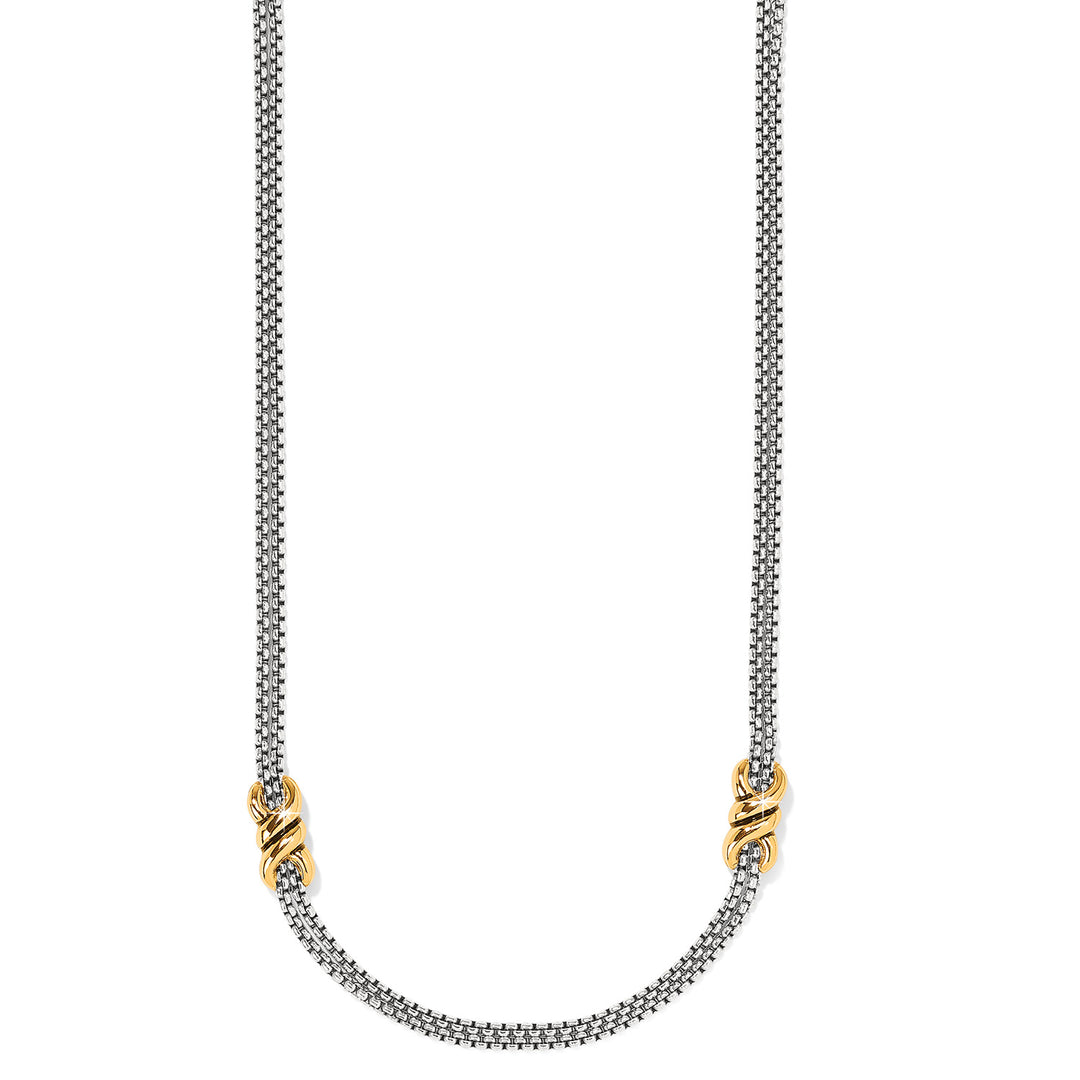 INTERLOK TWIST TWO TONE DOUBLE CHAIN NECKLACE - SILVER-GOLD