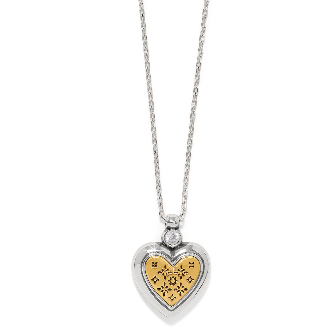 MOSAIC HEART TWO TONE PETITE NECKLACE - GOLD