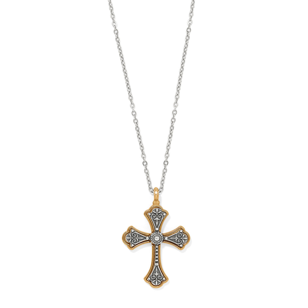 GOOD SHEPARD CROSS NECKLACE - SILVER-GOLD