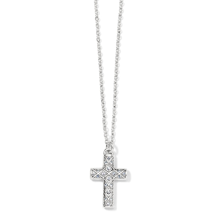 DIAMOND CROSS NECKLACE - SILVER