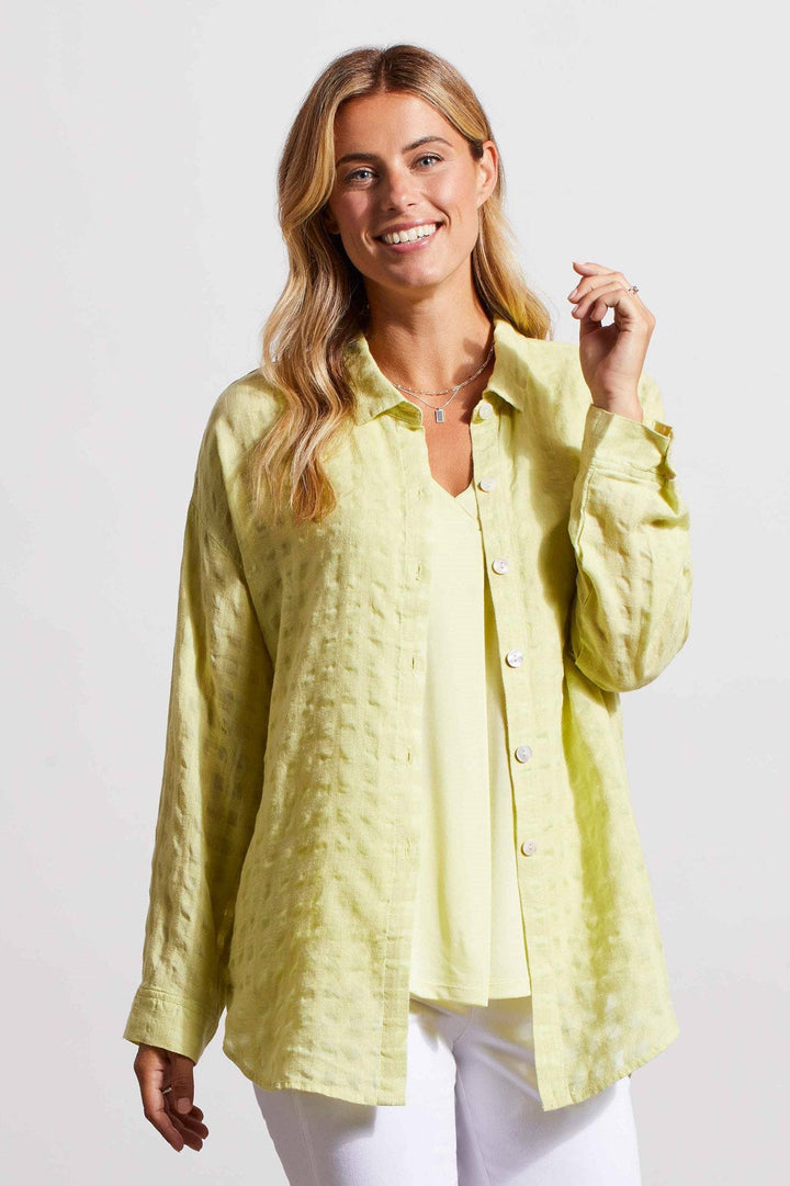 LONG SLEEVE BUTTON FRONT BLOUSE - WILD LIME