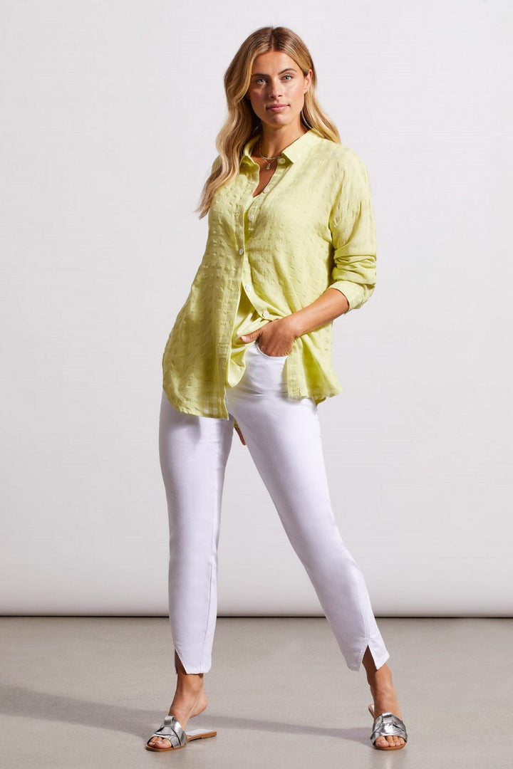 LONG SLEEVE BUTTON FRONT BLOUSE - WILD LIME