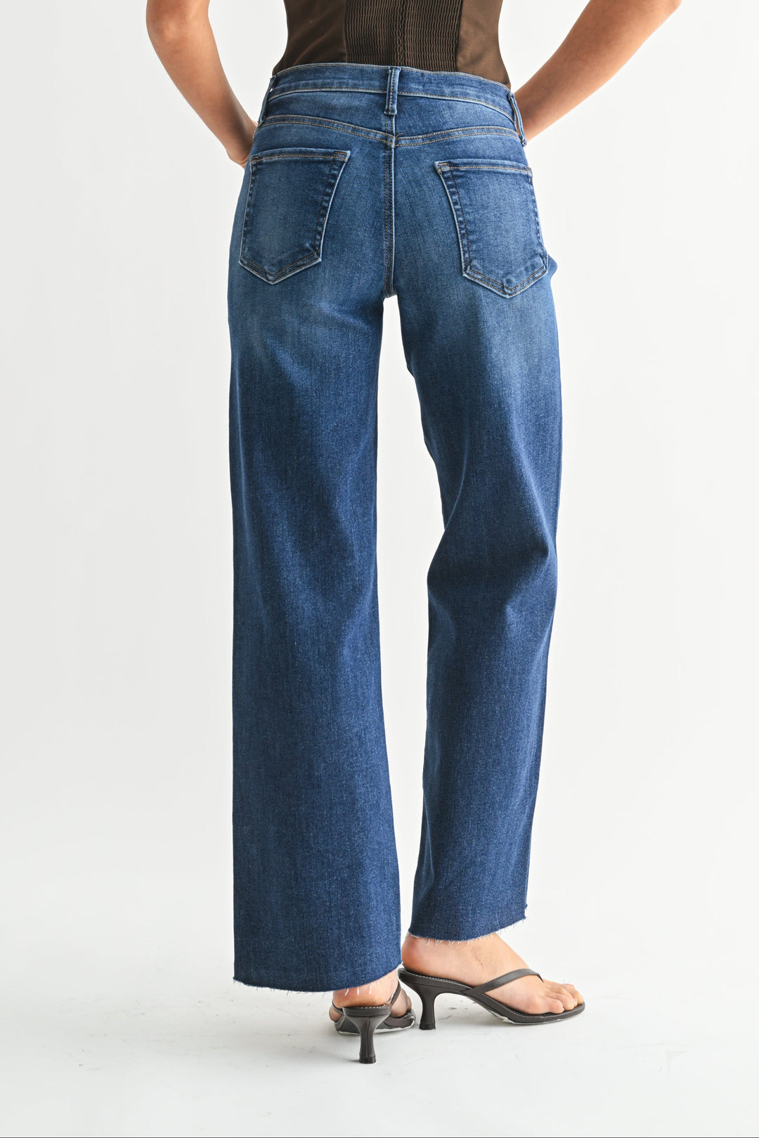 JBD HR SLIM PALAZZO W/SCISSOR CUT JEANS - DARK - 30" INSEAM