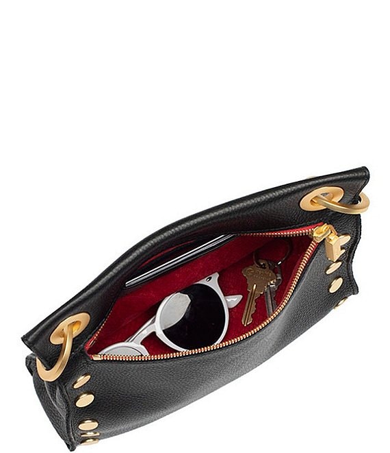 HAMMITT TONY MEDIUM CROSSBODY BAG - BLACK/BRUSHED GOLD/RED ZIP