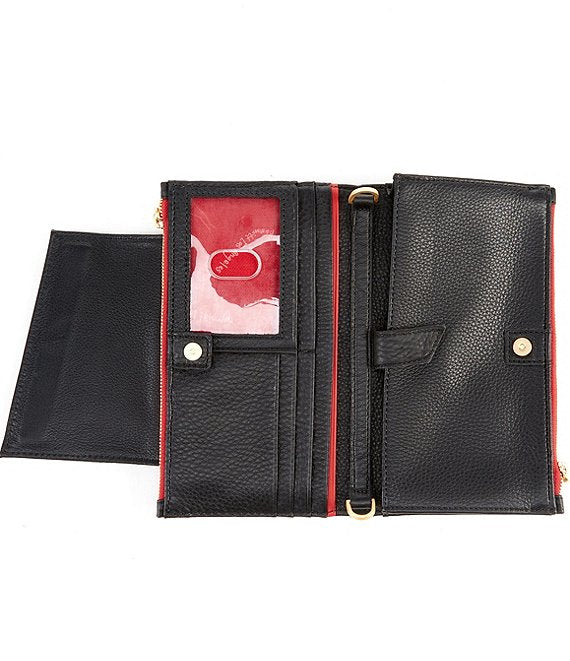 HAMMITT LEVY CONVERTIBLE WALLET - BLACK/BRUSHED GOLD/RED ZIP