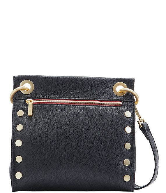 HAMMITT TONY MEDIUM CROSSBODY BAG - BLACK/BRUSHED GOLD/RED ZIP