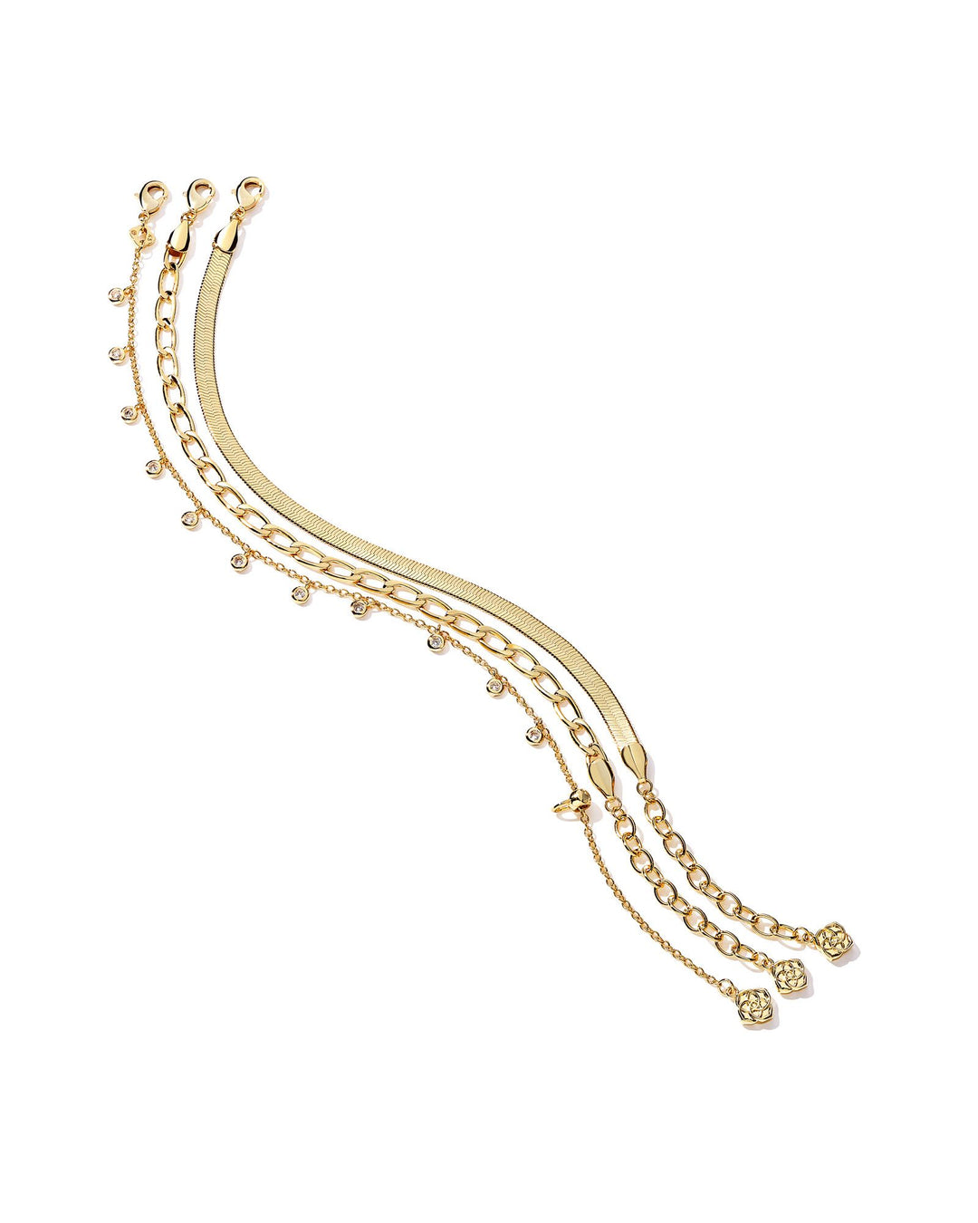 KENDRA SCOTT KASSIE SET OF 3 CHAIN BRACELET - GOLD METAL