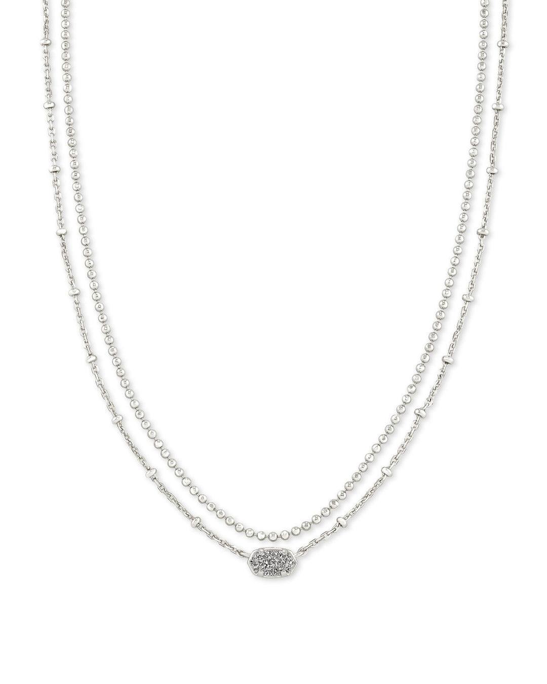 KENDRA SCOTT EMILIE MULTI STRAND NECKLACE - RHODIUM PLATINUM DRUSY